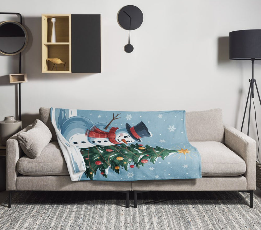 kerstboom sneeuwpop dekentje