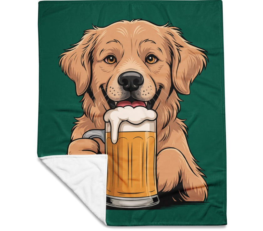 bierdrinkende hond fleece deken