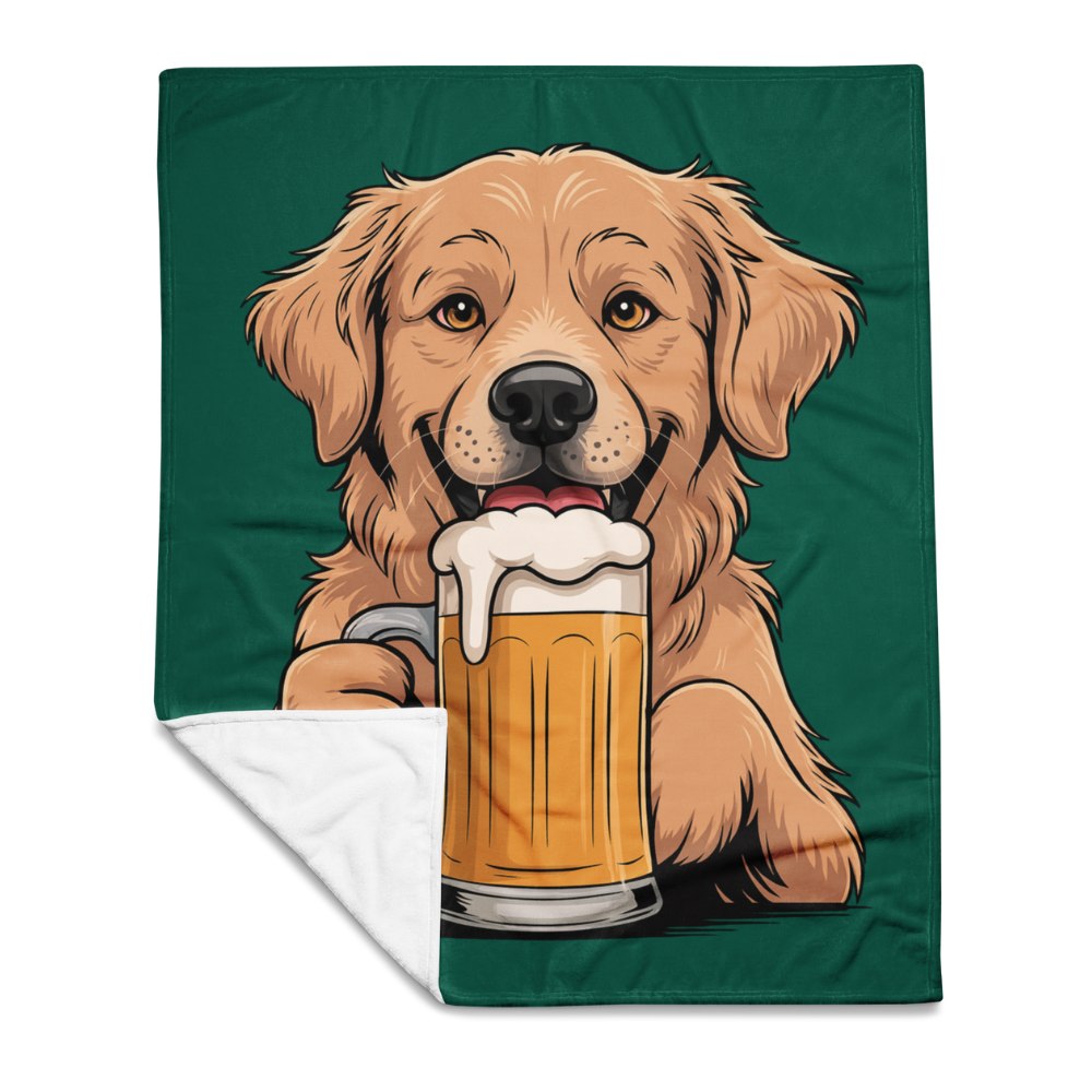 bierdrinkende hond fleece deken