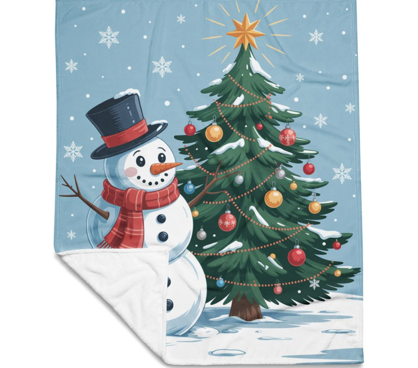 sneeuwpop kerst fleece deken