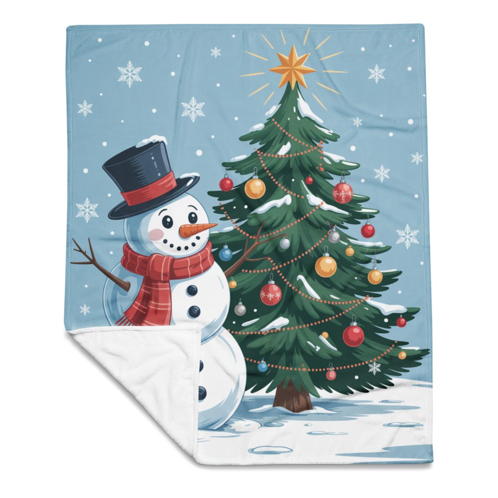 sneeuwpop kerst fleece deken